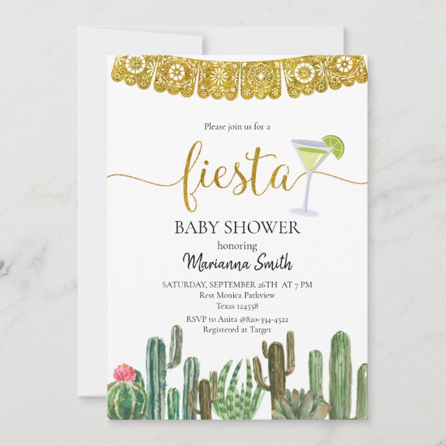  Mexikanska Cactus Fiesta Baby dusch Party  Inbjudningar (Framsida)