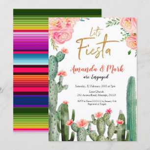 Mexikanska Cactus Fiesta Förlovningsfest Inbjudningar