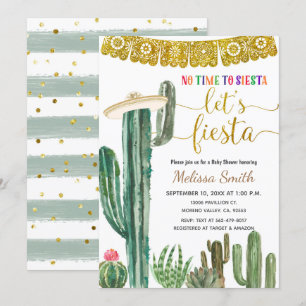 Mexikanska Cactus Låt oss Fiesta Baby Shower Inbjudningar
