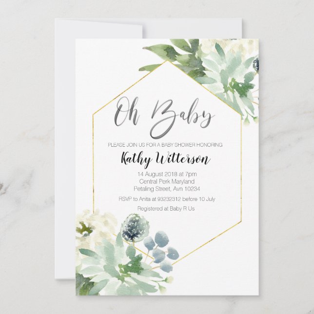 Mexikanska Cactus Oh-babyduschinbjudan Inbjudningar (Framsida)