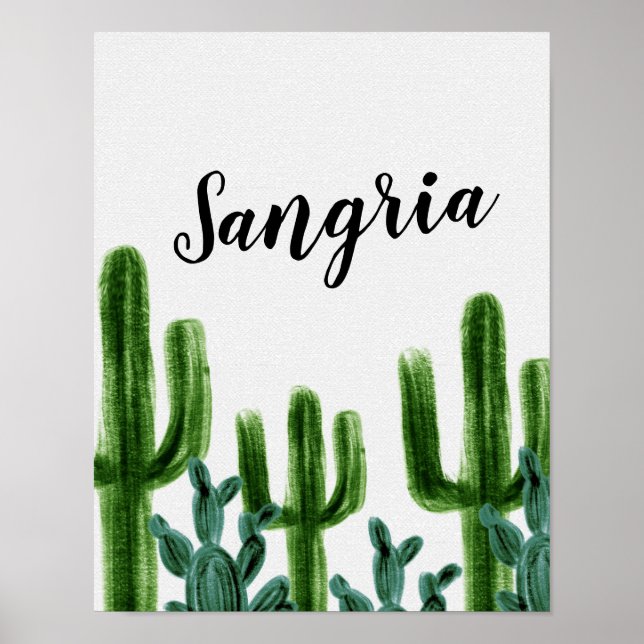 Mexikanska Cactus Party Sangria Signage Poster (Framsidan)