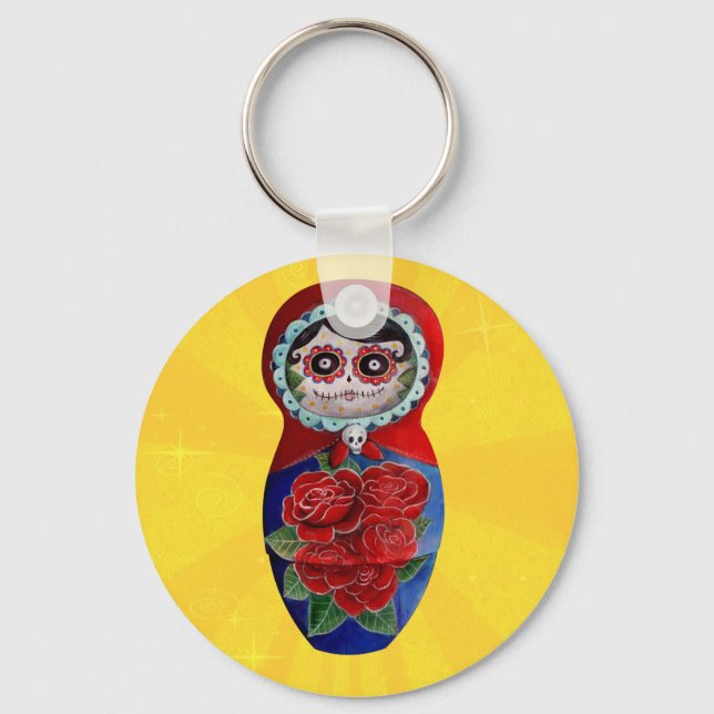 Mexikanska Catrina Matryoshka Nyckelring (Framsida)