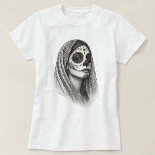 Mexikanska Catrina med Veil Day of the dead T Shirt