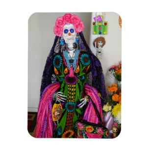 Mexikanska Catrina Sugar Skull för Day of the dead Magnet