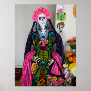 Mexikanska Catrina Sugar Skull för Day of the dead Poster