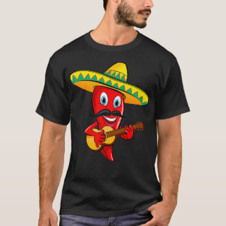 Mexikanska Chili Mariachi Guitar Musician Premium T Shirt