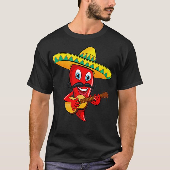 Mexikanska Chili Mariachi Guitar Musician Premium T Shirt (Framsida)