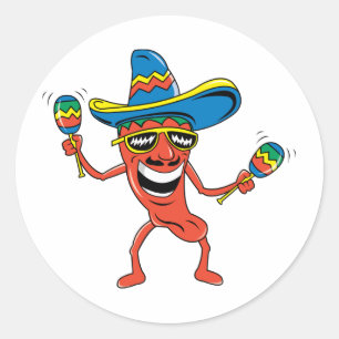Mexikanska Chili Pepper Runt Klistermärke