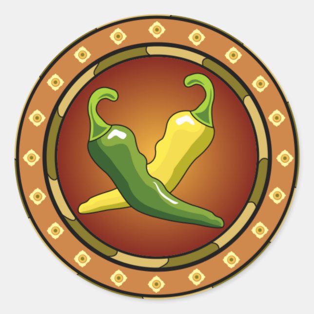 Mexikanska Chili Peppers Sticker Runt Klistermärke (Framsida)