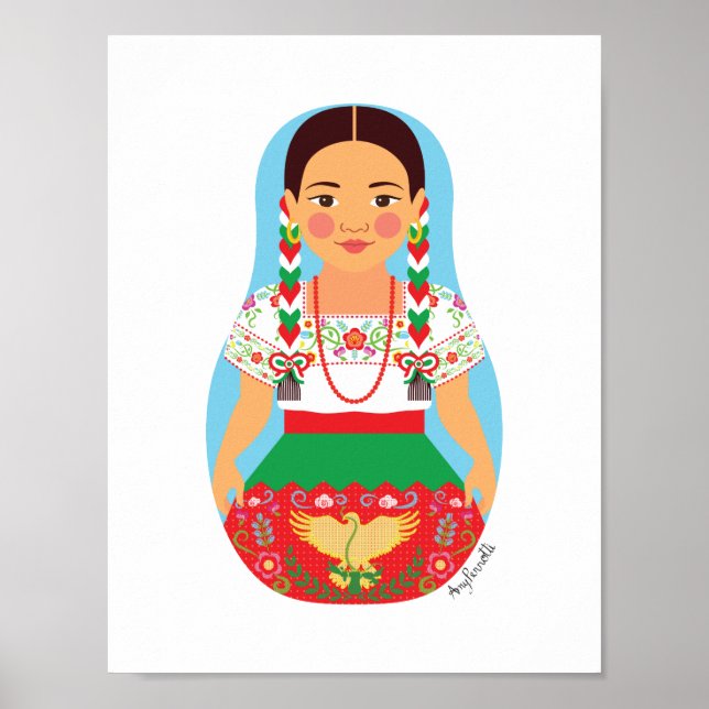 Mexikanska, China Poblana Matryoshka Poster (Framsidan)