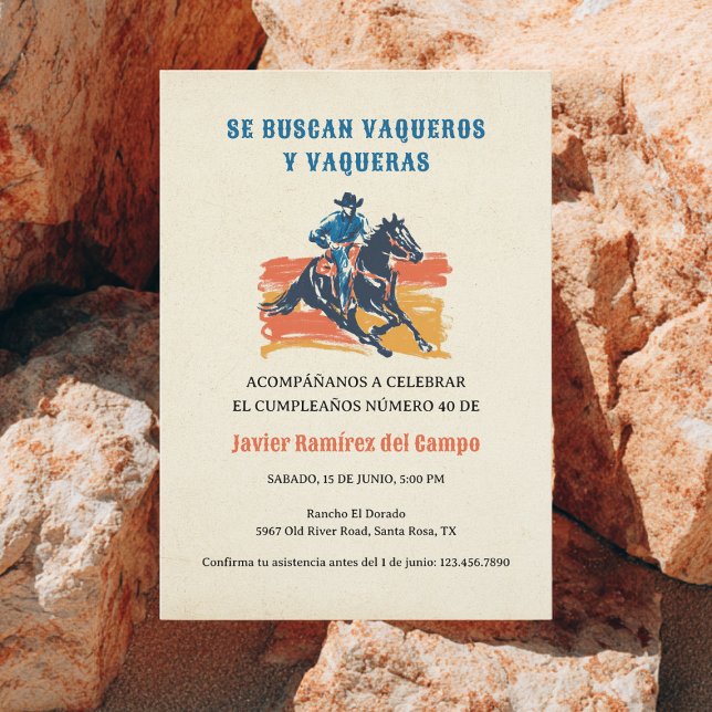 Mexikanska Cowboy Desert Vilda western Birthday Inbjudningar (Skapare uppladdad)