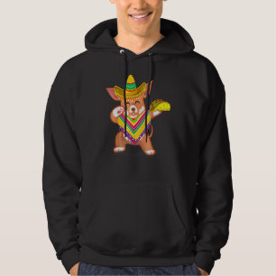 Mexikanska dabbing Chihuahua Cinco De Mayo Poncho Hoodie