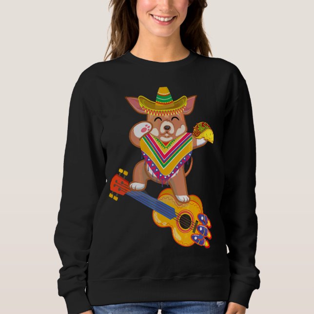 Mexikanska dabbing Chihuahua Cinco De Mayo Poncho  T Shirt (Framsida)