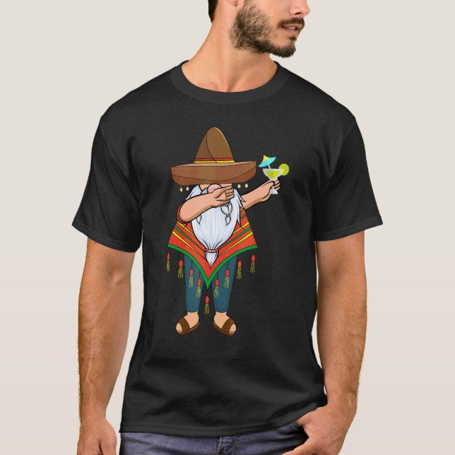 Mexikanska dabbing Gnome Tequila Cinco De Mayo Pon T Shirt (Framsida)