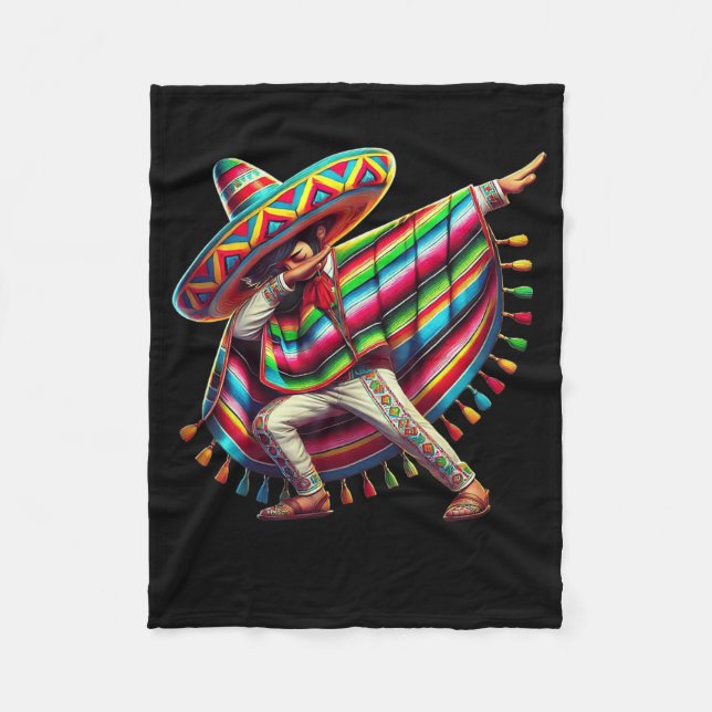 Mexikanska dabbing Poncho Cinco De Mayo Dab Fiesta Fleecefilt (Framsidan)
