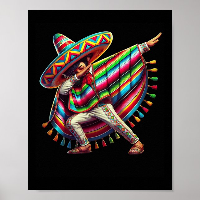 Mexikanska dabbing Poncho Cinco De Mayo Dab Fiesta Poster (Framsidan)
