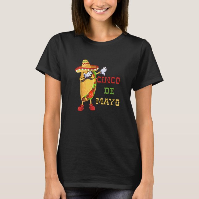 Mexikanska dabbing Taco Cinco De Mayo Poncho Sombr T Shirt (Framsida)