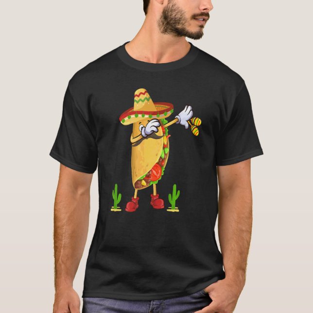 Mexikanska dabbing Taco Cinco De Mayo Poncho Sombr T Shirt (Framsida)