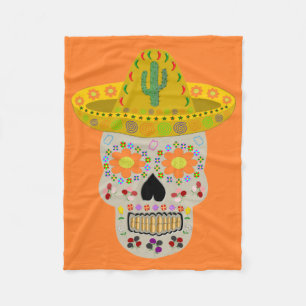 Mexikanska Day of the dead Skull Fleecefilt