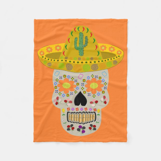 Mexikanska Day of the dead Skull Fleecefilt (Framsidan)