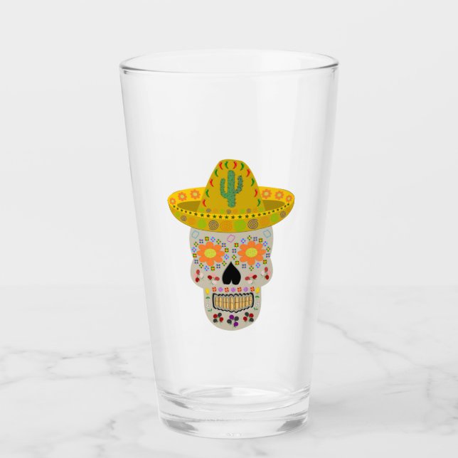 Mexikanska Day of the dead Skull Glaskopp (Framsida)