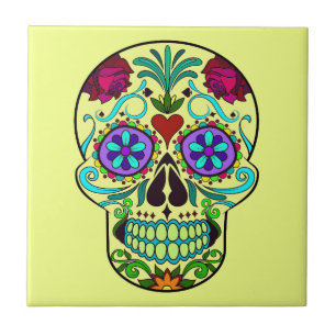 Mexikanska Day of the dead Skull, keramiskt platto Kakelplatta