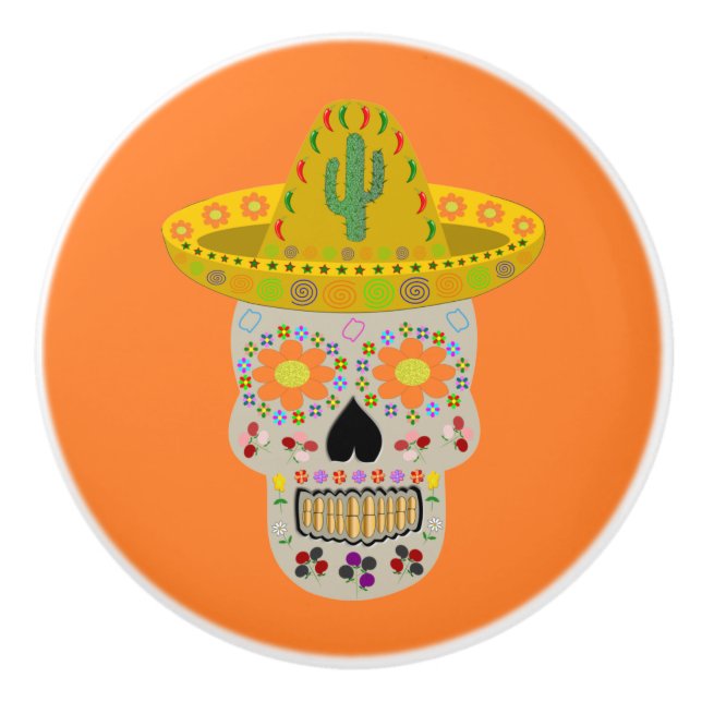 Mexikanska Day of the dead Skull Knopp (Framsidan)