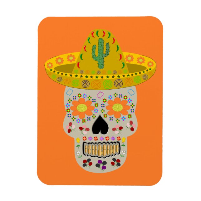 Mexikanska Day of the dead Skull Magnet (Vertikal)