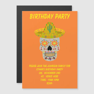 Mexikanska Day of the dead Skull Magnetisk Inbjudningskort