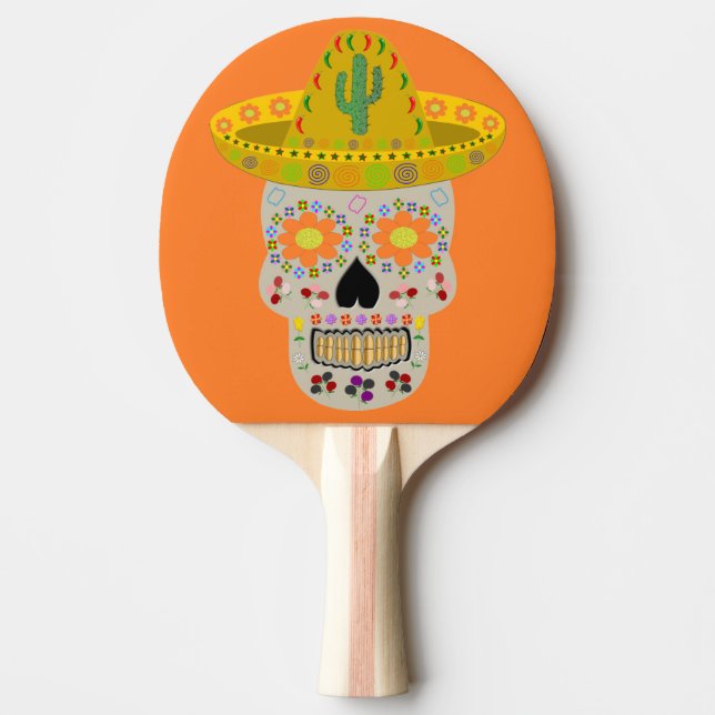 Mexikanska Day of the dead Skull Pingisracket (Framsidan)