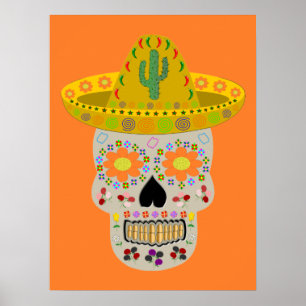 Mexikanska Day of the dead Skull Poster