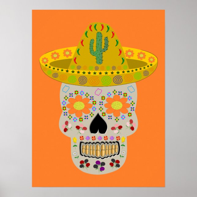Mexikanska Day of the dead Skull Poster (Framsidan)