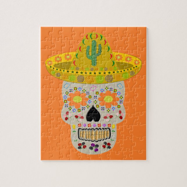 Mexikanska Day of the dead Skull Pussel (Vertikal)