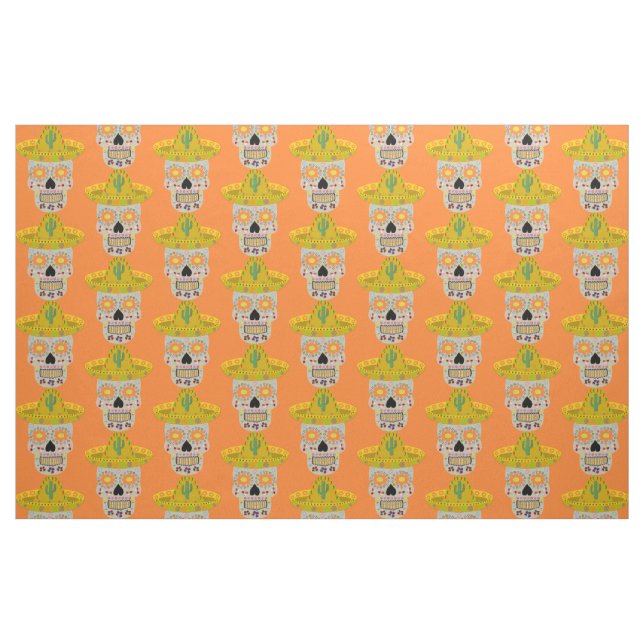 Mexikanska Day of the dead Skull Tyg (Fat Quarter)