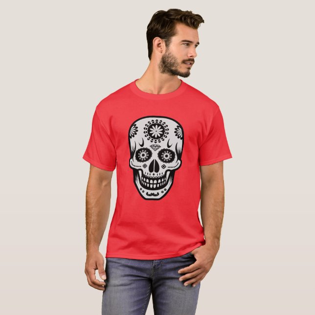 Mexikanska Day of the dead Sugar Skull Tee (Hel framsida)