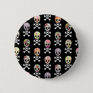 Mexikanska Dödsdagens Kalle Skull Korsben Knapp