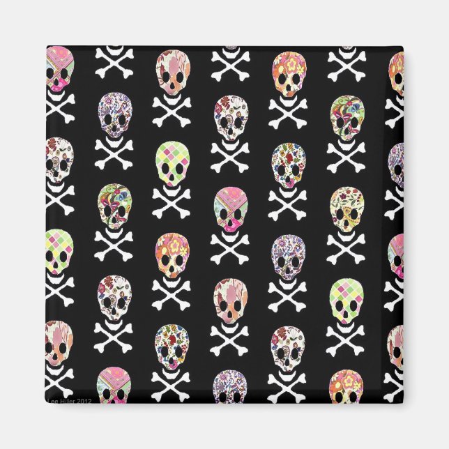 Mexikanska Dödsdagens Kalle Skull Korsben Magnet (Framsidan)