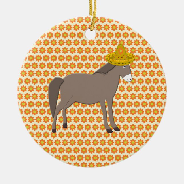 Mexikanska Donkey Day of the dead Julgransprydnad Keramik (Framsidan)