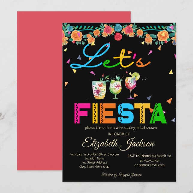 Mexikanska Drinkar Fiesta Bröllopsdusch Inbjudningar (Fram/baksida)