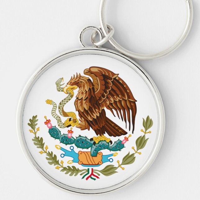 mexikanska Eagle Rund Silverfärgad Nyckelring (Framsidan)