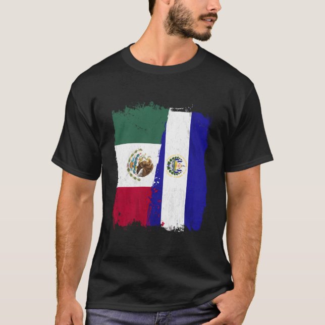 Mexikanska El Salvador Flagga Halvmexikanska El Sa T Shirt (Framsida)