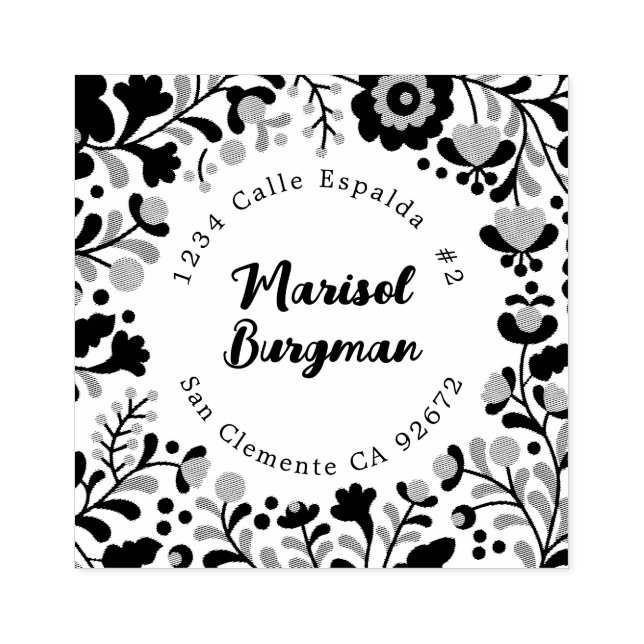 Mexikanska Embroidery Blommigt Adress Stämpel (Tryck)