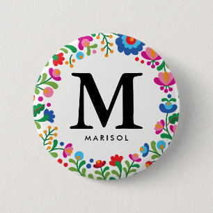 Mexikanska Embroidery Bridesmaid Monogram Knapp