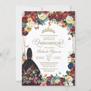 Mexikanska Embroidery Butterfly Blommigt Quinceane Inbjudningar