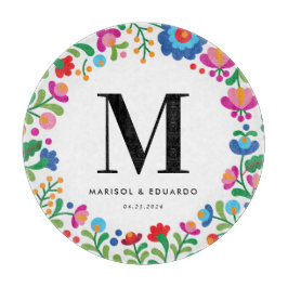 Mexikanska Embroidery Colorful Monogrammed Bröllop