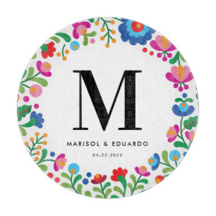 Mexikanska Embroidery Colorful Monogrammed Bröllop