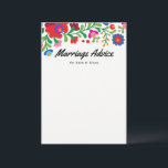 Mexikanska Embroidery Couple Giftermål Advice Card<br><div class="desc">Det nya gifta paret har ett roligt-förlovningsfest,  dusch eller bröllopsmottagning för gäster och ett charmerande sätt för paret att se tillbaka på sin speciella dag och minnas familjen och de vänner som delade med sig i firande.</div>
