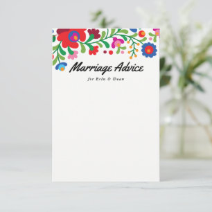 Mexikanska Embroidery Couple Giftermål Advice Card