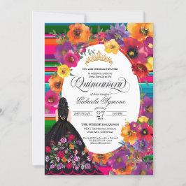 Mexikanska Embroidery Huipil Blommigt Dress Quince Inbjudningar