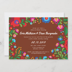 Mexikanska Embroidery Red Clay Rehearsal Dinner Inbjudningar